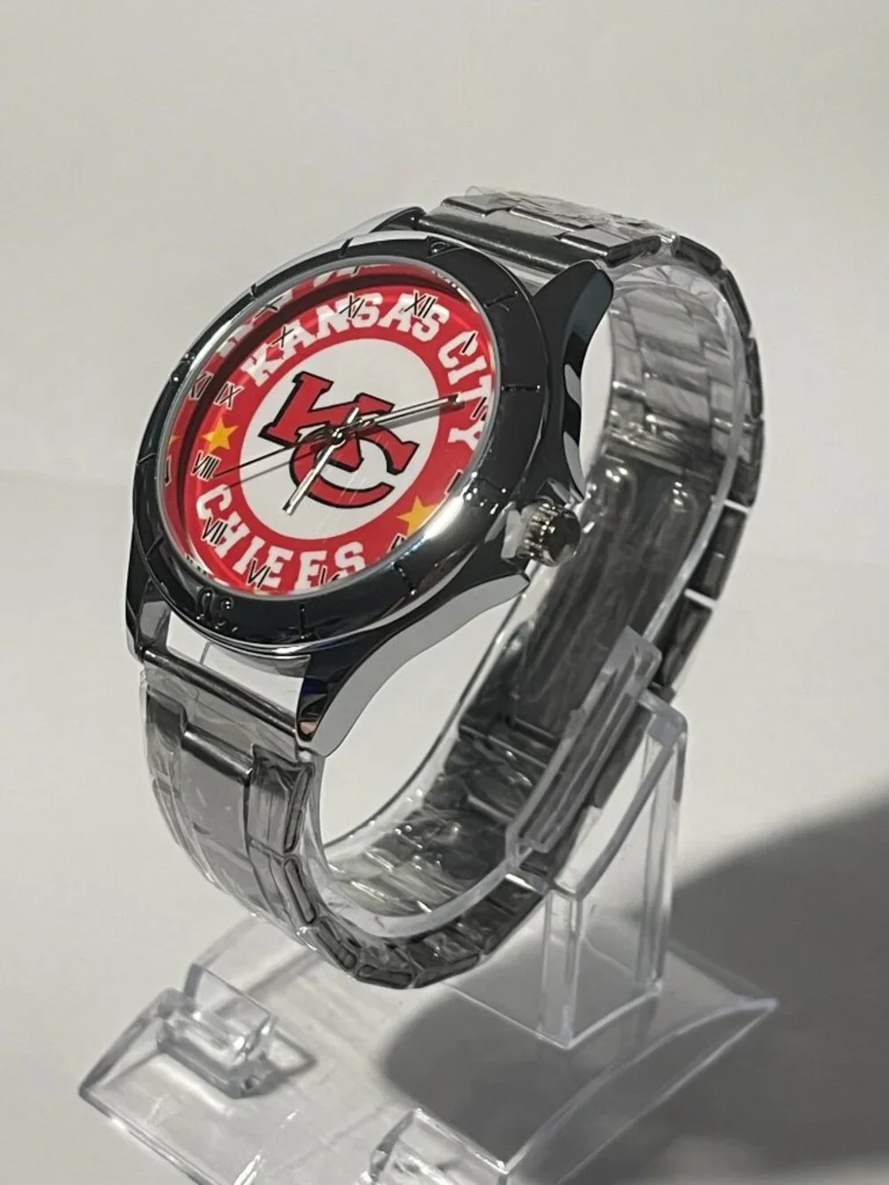 Kansas City Chiefs NFL Team Logo Men's Stainless-Steel Silver Watch NEW